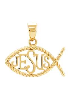 Cheapest 🛒 Christianity Letter Jesus Pendant in 10K Yellow Gold by Belk & Co. ⭐ -DealsBelk & Co. Store Belk 7311
