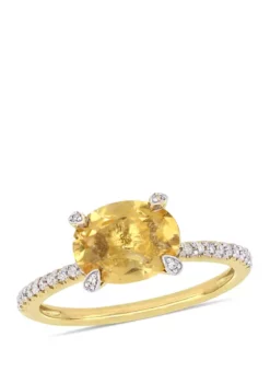 Flash Sale ๐ 1.63 ct. t.w. Citrine and 1/10 ct. t.w. Diamond Oval Ring in 10k Yellow Gold by Belk & Co. โค๏ธ