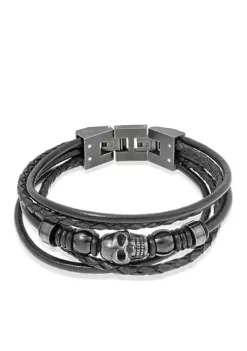 Best deal 😉 Men's Black Leather Bracelet by Belk & Co. 🌟