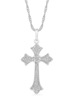 Buy 👍 Diamond Accent Sterling Silver Cross Pendant Necklace by Belk & Co. 😍 -DealsBelk & Co. Store Belk 7328