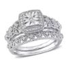 Cheapest 🤩 1/3 CT TW Diamond Square Halo Bridal Ring Set in Sterling Silver by Belk & Co. 🔥