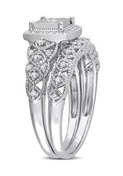 Cheapest 🤩 1/3 CT TW Diamond Square Halo Bridal Ring Set in Sterling Silver by Belk & Co. 🔥 -DealsBelk & Co. Store Belk 7331