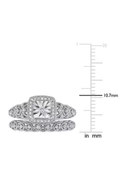 Cheapest 🤩 1/3 CT TW Diamond Square Halo Bridal Ring Set in Sterling Silver by Belk & Co. 🔥 -DealsBelk & Co. Store Belk 7332