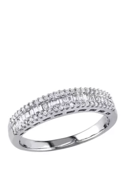 Best Pirce ✔️ 1/3 ct. t.w. Baguette and Round Diamond Anniversary Band in 14K White Gold by Belk & Co. 🧨 -DealsBelk & Co. Store Belk 7384