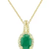 Best Sale 👏 1/10 ct. t.w. Diamond and Emerald Pendant Necklace with 18" Singapore Chain in 10K Yellow Gold by Belk & Co. 🧨
