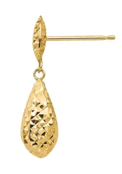 Best Pirce ✨ 14K Yellow Gold Diamond-cut Puff Teardrop Dangle Earrings by Belk & Co. ⭐ -DealsBelk & Co. Store Belk 7413