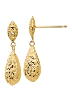 Best Pirce ✨ 14K Yellow Gold Diamond-cut Puff Teardrop Dangle Earrings by Belk & Co. ⭐ -DealsBelk & Co. Store Belk 7414