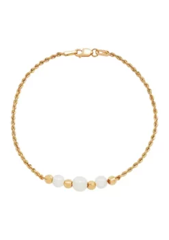 Promo 🔔 Button White Pearl Bead Bracelet in 10K Yellow Gold by Belk & Co. 🧨