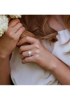 Best deal 😍 Lab Created Created Moissanite Square Halo Bridal Ring Set in Sterling Silver by Belk & Co. 😍 -DealsBelk & Co. Store Belk 743