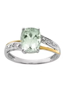 Promo ๐คฉ 1.91 ct. t.w. Green Quartz and 1/10 ct. t.w. Diamond Ring in Sterling Silver and 14K True Two Tone Gold by Belk & Co. ๐