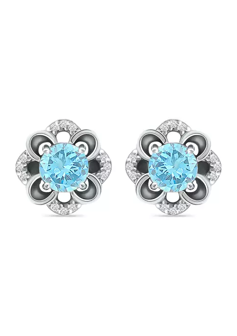 Budget ๐ 2 ct. t.w. Blue and White Topaz Flower Earrings, Sterling Silver by Belk & Co. ๐ 1 Budget ๐ 2 ct. t.w. Blue and White Topaz Flower Earrings, Sterling Silver by Belk & Co. ๐