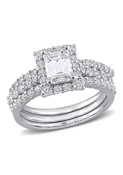 Best deal 😍 Lab Created Created Moissanite Square Halo Bridal Ring Set in Sterling Silver by Belk & Co. 😍 -DealsBelk & Co. Store Belk 744