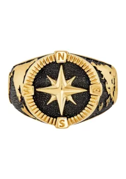 New 🎁 Compass On Center Enamel Ring in 10K Yellow Gold by Belk & Co. 🎉 -DealsBelk & Co. Store Belk 7443