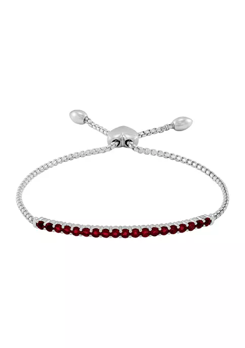New 🤩 1.71 ct. t.w. Created Garnet Bolo Bracelet in Sterling Silver by Belk & Co. 🌟 1 New 🤩 1.71 ct. t.w. Created Garnet Bolo Bracelet in Sterling Silver by Belk & Co. 🌟