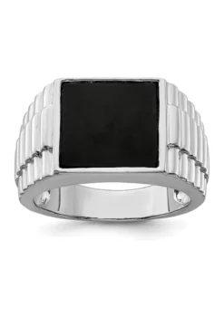 New 🧨 Men's Sterling Silver Onyx Ring by Belk & Co. 🎉 -DealsBelk & Co. Store Belk 7452