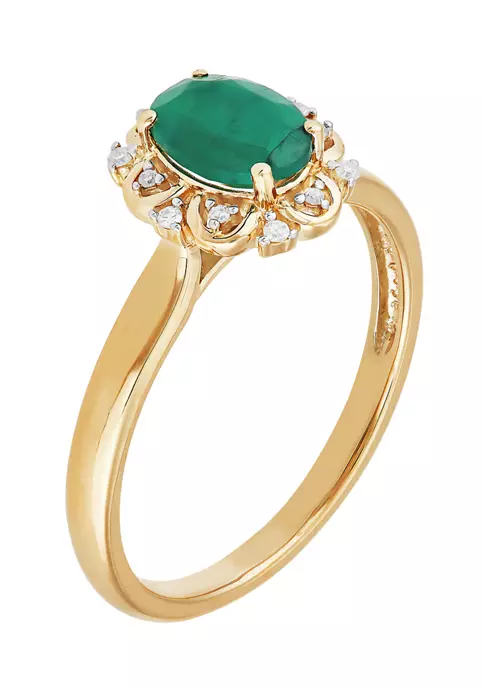 New ๐ 1/10 ct. t.w. Diamond and Emerald Ring in 10K Yellow Gold by Belk & Co. โจ 2 New ๐ 1/10 ct. t.w. Diamond and Emerald Ring in 10K Yellow Gold by Belk & Co. โจ - Image 2