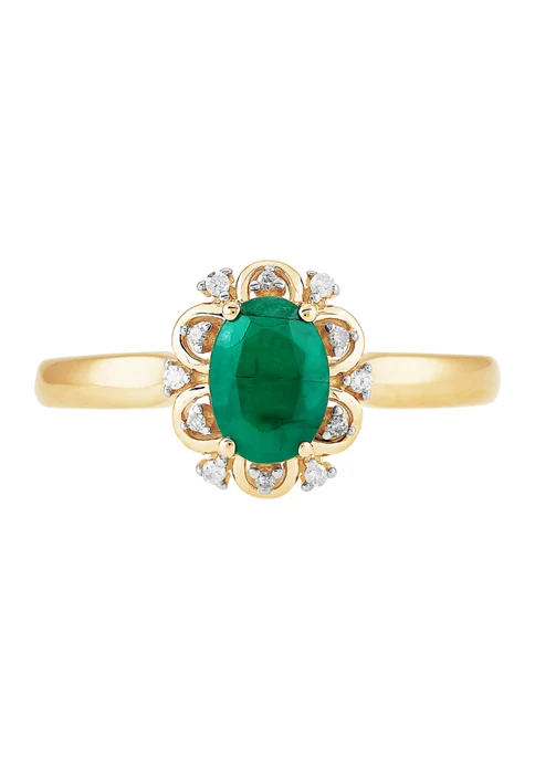New ๐ 1/10 ct. t.w. Diamond and Emerald Ring in 10K Yellow Gold by Belk & Co. โจ 5 New ๐ 1/10 ct. t.w. Diamond and Emerald Ring in 10K Yellow Gold by Belk & Co. โจ - Image 5