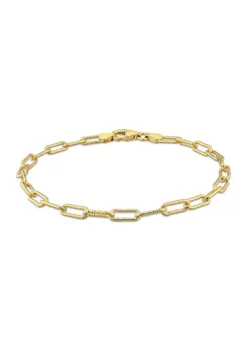 Buy 🔥 18k Yellow Gold Plated Sterling Silver 3.5mm Fancy Paperclip Chain Bracelet, 7.5" by Belk & Co. 😀 -DealsBelk & Co. Store Belk 7463