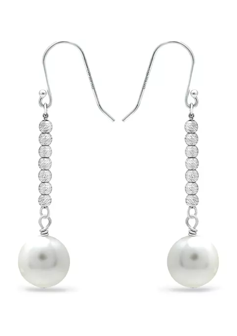 Top 10 🎉 8 Millimeter Freshwater Pearl with Diamond Cut Bead Drop Earrings in Sterling Silver by Belk & Co. 🎁 2 Top 10 🎉 8 Millimeter Freshwater Pearl with Diamond Cut Bead Drop Earrings in Sterling Silver by Belk & Co. 🎁 - Image 2