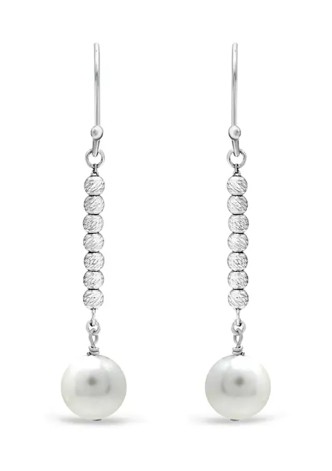 Top 10 🎉 8 Millimeter Freshwater Pearl with Diamond Cut Bead Drop Earrings in Sterling Silver by Belk & Co. 🎁 4 Top 10 🎉 8 Millimeter Freshwater Pearl with Diamond Cut Bead Drop Earrings in Sterling Silver by Belk & Co. 🎁 - Image 4