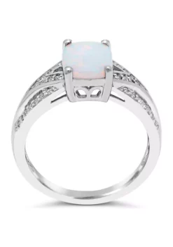 Best Sale ⭐ Lab Created 1.1 ct. t.w. Created Opal and White Topaz Ring in Sterling Silver by Belk & Co. 🎁 -DealsBelk & Co. Store Belk 7512