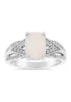 Best Sale ⭐ Lab Created 1.1 ct. t.w. Created Opal and White Topaz Ring in Sterling Silver by Belk & Co. 🎁 -DealsBelk & Co. Store Belk 7513