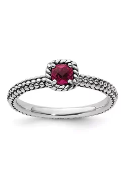 Best Sale 😀 Lab Created 1/3 ct. t.w. Checker-cut Created Ruby Antiqued Stackable Expressions Ring in Sterling Silver by Belk & Co. 👏 -DealsBelk & Co. Store Belk 7524