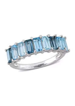 Best reviews of 🔥 2.5 ct. t.w. Blue Topaz Semi-Eternity Ring in Sterling Silver by Belk & Co. 🎁