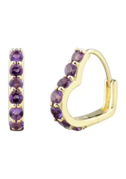 Buy ❤️ Amethyst Lighter Huggies Earrings in 10K Yellow Gold by Belk & Co. ❤️
