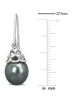 Cheapest ⌛ 8-8.5mm Black Tahitian Cultured Pearl Shepherd Hook Earrings in Sterling Silver by Belk & Co. ⭐ -DealsBelk & Co. Store Belk 7555