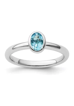 Brand new 🤩 1/2 ct. t.w. Oval Blue Topaz Stackable Expressions Ring in Sterling Silver by Belk & Co. 😉 -DealsBelk & Co. Store Belk 7566