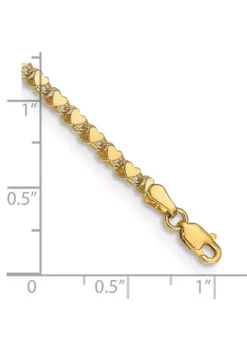 Best Sale 🌟 14K Yellow Gold Polished Double Sided Heart 10 Inch Anklet by Belk & Co. 💯 -DealsBelk & Co. Store Belk 7584