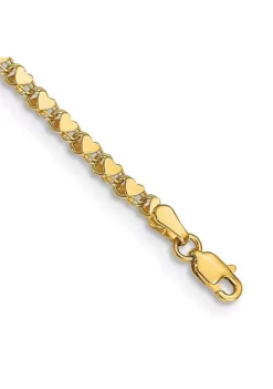 Best Sale 🌟 14K Yellow Gold Polished Double Sided Heart 10 Inch Anklet by Belk & Co. 💯 -DealsBelk & Co. Store Belk 7585