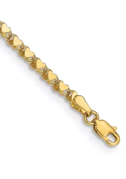 Best Sale 🌟 14K Yellow Gold Polished Double Sided Heart 10 Inch Anklet by Belk & Co. 💯 -DealsBelk & Co. Store Belk 7586