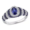 Best Sale ✨ Lab Created 1 1/2 CT TGW Created Blue Sapphire and Created White Sapphire Oval Vintage Ring in Sterling Silver by Belk & Co. 🛒