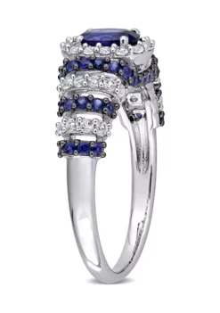 Best Sale ✨ Lab Created 1 1/2 CT TGW Created Blue Sapphire and Created White Sapphire Oval Vintage Ring in Sterling Silver by Belk & Co. 🛒 -DealsBelk & Co. Store Belk 7612
