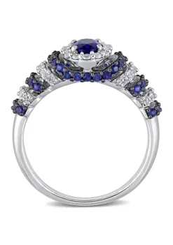 Best Sale ✨ Lab Created 1 1/2 CT TGW Created Blue Sapphire and Created White Sapphire Oval Vintage Ring in Sterling Silver by Belk & Co. 🛒 -DealsBelk & Co. Store Belk 7614