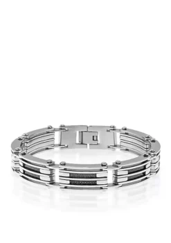 Flash Sale ✨ Men's Stainless Steel and Carbon Fiber Bracelet by Belk & Co. 👏