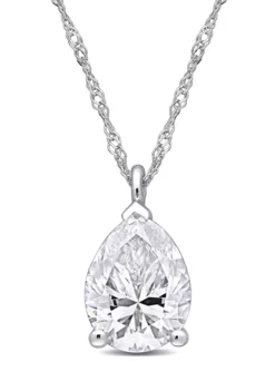 Coupon 🎁 2 ct. t.w. Created Moissanite Pear-Cut Solitaire Pendant with Chain in 14K White Gold by Belk & Co. 🎉