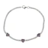 Cheap 🎁 Amethyst and White Topaz Heart Station Bracelet in Sterling Silver by Belk & Co. 👏