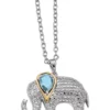 Cheap ❤️ 1 ct. t.w. Blue Topaz and 1/10 ct. t.w. Diamond Elephant 17-inch Necklace in Sterling Silver and 14K Gold Accent by Belk & Co. 👏