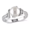 Cheap 👍 8-8.5 MM Cultured Freshwater Pearl and Diamond Twist Ring in Sterling Silver by Belk & Co. 🥰