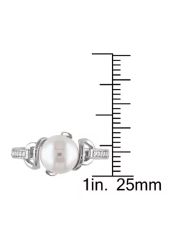 Cheap 👍 8-8.5 MM Cultured Freshwater Pearl and Diamond Twist Ring in Sterling Silver by Belk & Co. 🥰 -DealsBelk & Co. Store Belk 7653