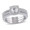Best deal 🔥 1.5 ct. t.w. Created White Sapphire Halo 3-Piece Bridal Set in Sterling Silver by Belk & Co. 😉