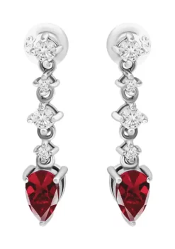 Best deal 👍 Lab Created 1.16 ct. t.w. Created Pink and White Sapphire Drop Earrings, Sterling Silver by Belk & Co. ⌛