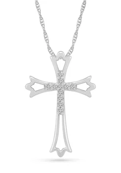 Brand new ✔️ Diamond Accent Sterling Silver Cross Pendant Necklace by Belk & Co. 🔔