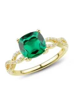 Coupon 🧨 Lab Created Emerald and White Sapphire Ring in 10K Yellow Gold by Belk & Co. ❤️