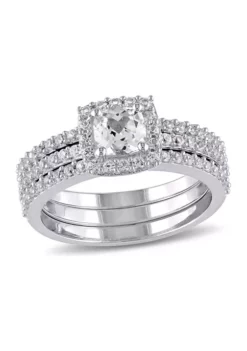 Best deal 🔥 1.5 ct. t.w. Created White Sapphire Halo 3-Piece Bridal Set in Sterling Silver by Belk & Co. 😉 -DealsBelk & Co. Store Belk 771