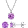 Cheap 😍 4 CT TGW Amethyst Solitaire Stud Earring and Pendant with chain Set in Sterling Silver by Belk & Co. 🤩