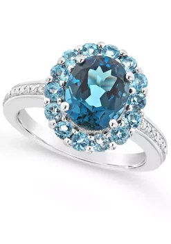 Cheap ⭐ Sterling Silver 10x8mm Oval London Blue Topaz 1/10 CTTW Diamond Ring by Belk & Co. 😉